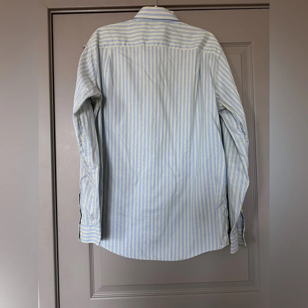 Banana Republic Fitted Blue White Striped Dress Shirt Men’s L 16–16½